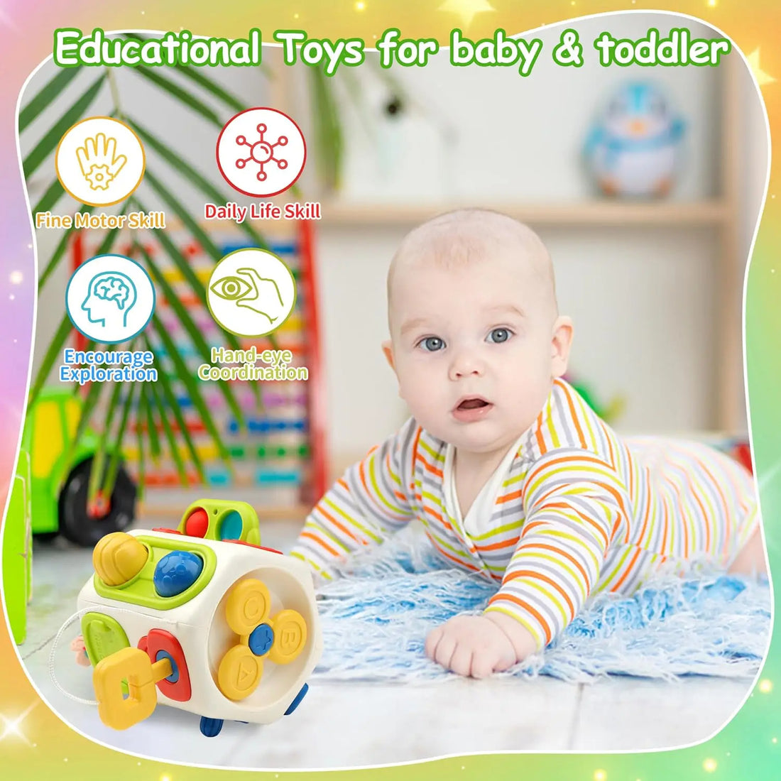 9 In 1 Busy Cube Montessori Sensory Busy Board Baby Toddler Learning Toy