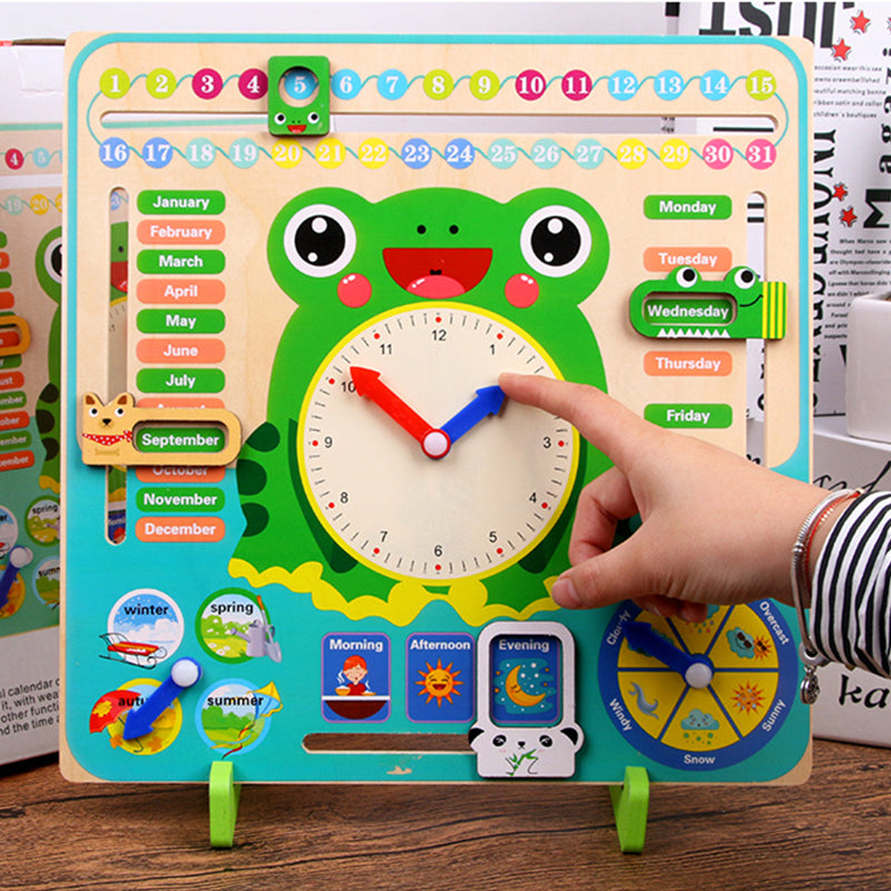 Montessori Wooden Weather Season Calendar Clock Time Learning Educational Preschool Toy