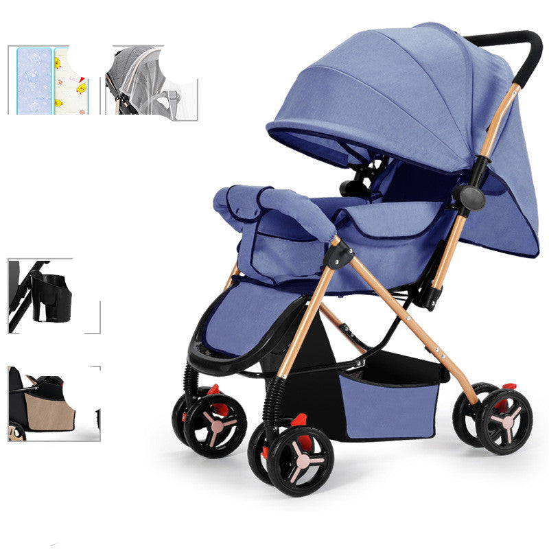 Lightweight Foldable Baby Stroller With Shock Absorption