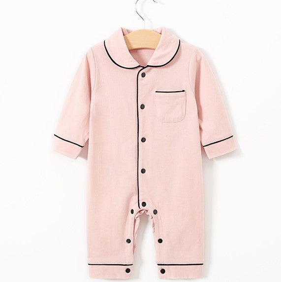 Solid Color Baby Pajamas Onesie Kids Sleepwear Outfit