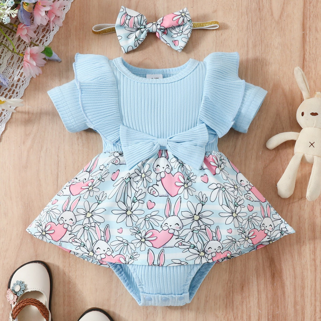 Baby One-piece Floral Bow Triangle Rompers