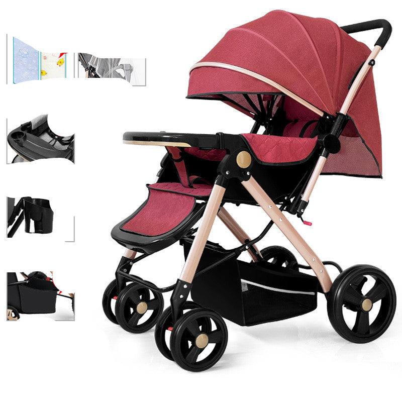 Lightweight Foldable Baby Stroller With Shock Absorption