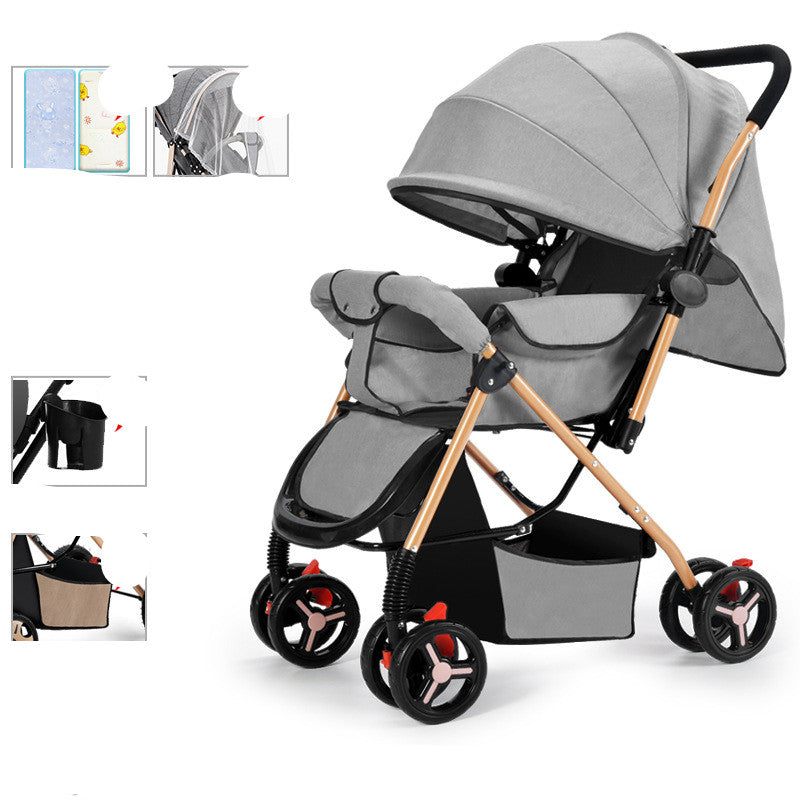 Lightweight Foldable Baby Stroller With Shock Absorption