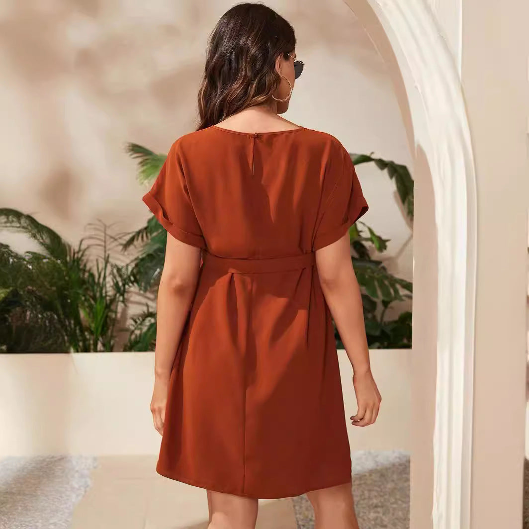 Bat Sleeve Waist Girdle Maternity Dress