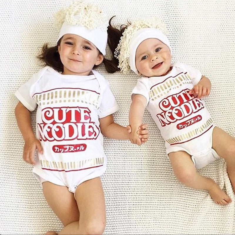 Baby Short Sleeve CUTE NOODLES Triangle Rompers