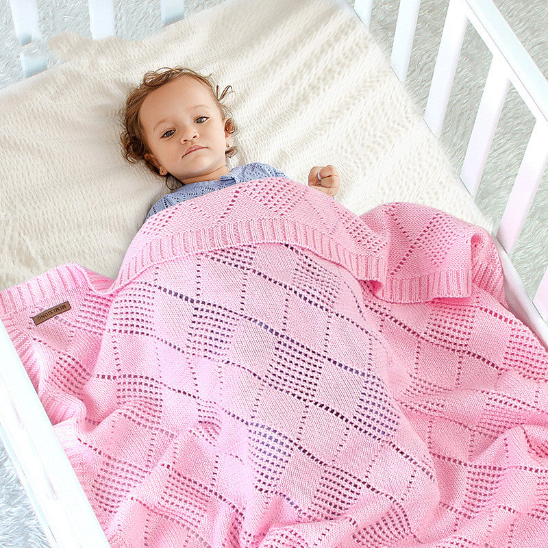 Solid Color Knitted Baby Blanket Soft Quilt Cover