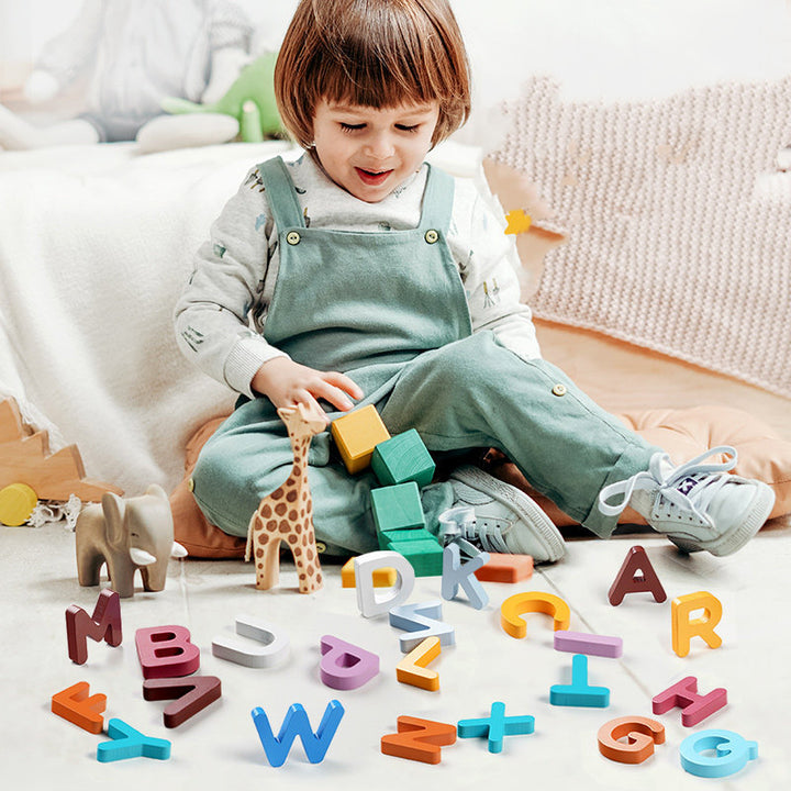 Wooden Numbers And Letters Puzzle Set Baby Children's Educational Learning Toys