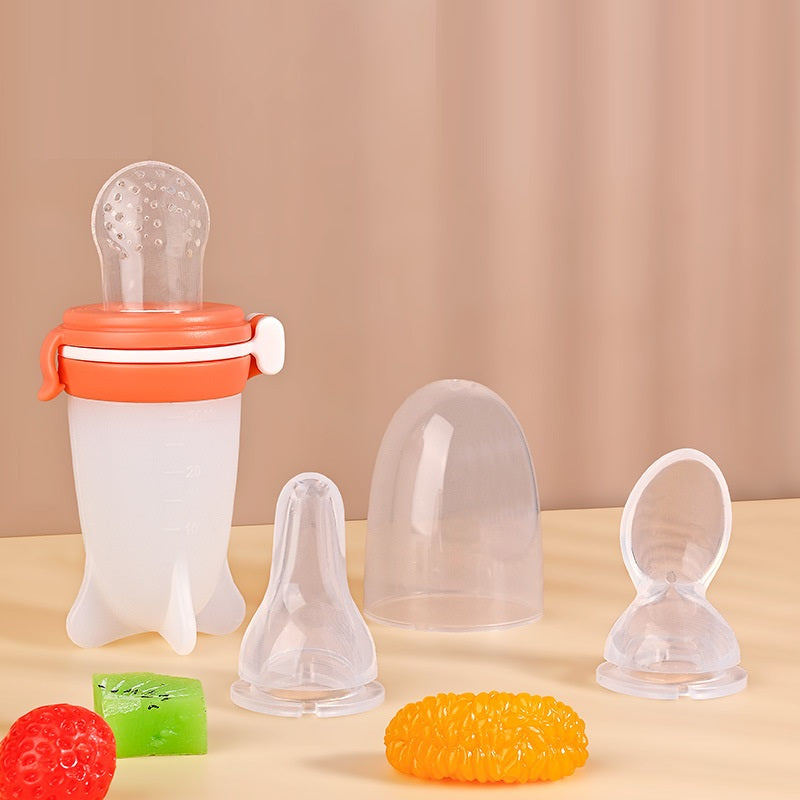 Squeeze Feeding Silicone Baby Food Bottle Solid Food Dispenser