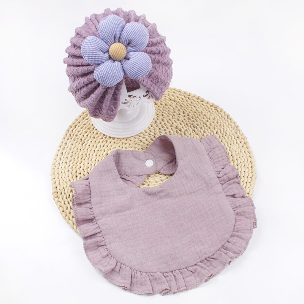 Newborn Baby Hat And Bib Set Muslin Cotton Drool Accessories