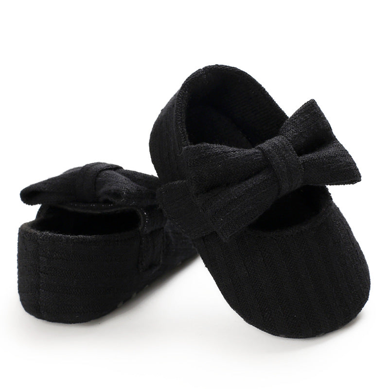 Knitted Wool Baby Bow Shoes Soft Toddler Footwear