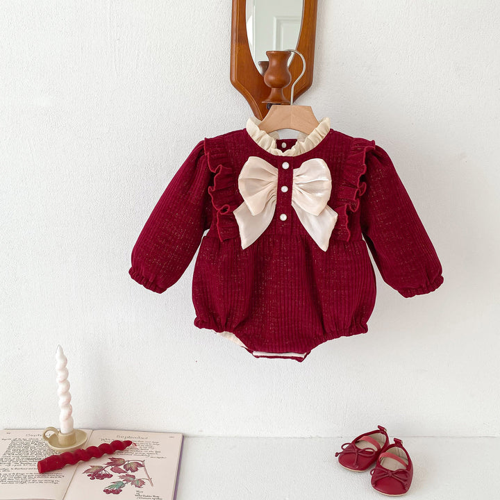 Fleece-Lined Baby Girl Jumpsuit Romper