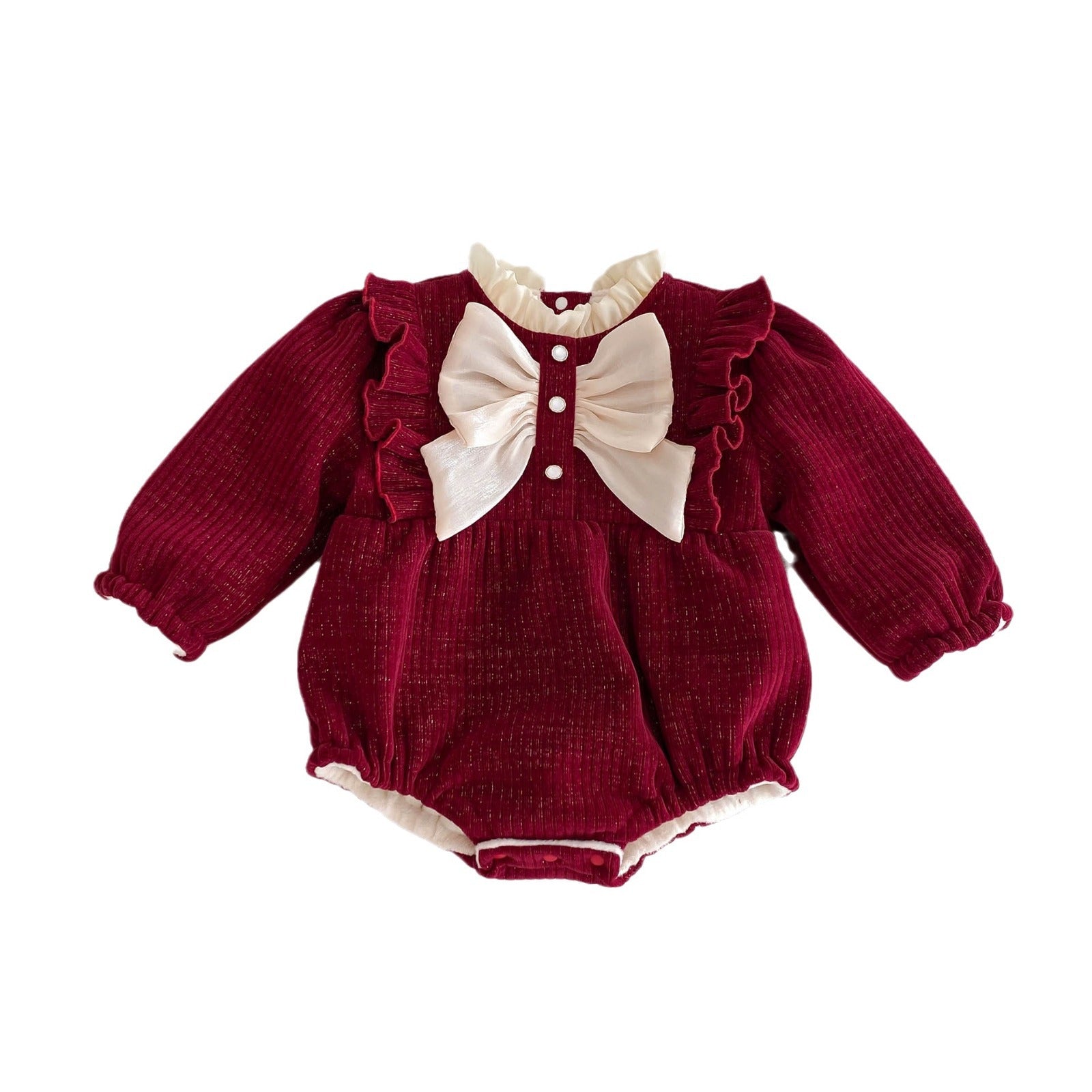 Fleece-Lined Baby Girl Jumpsuit Romper