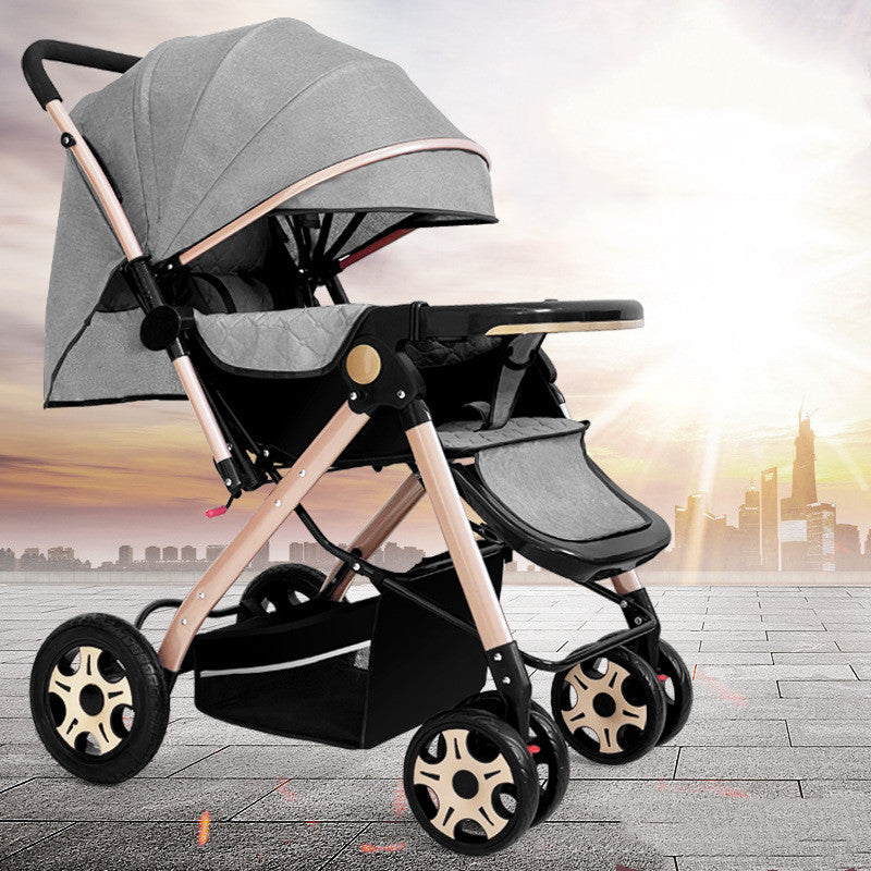 Lightweight Foldable Baby Stroller With Shock Absorption