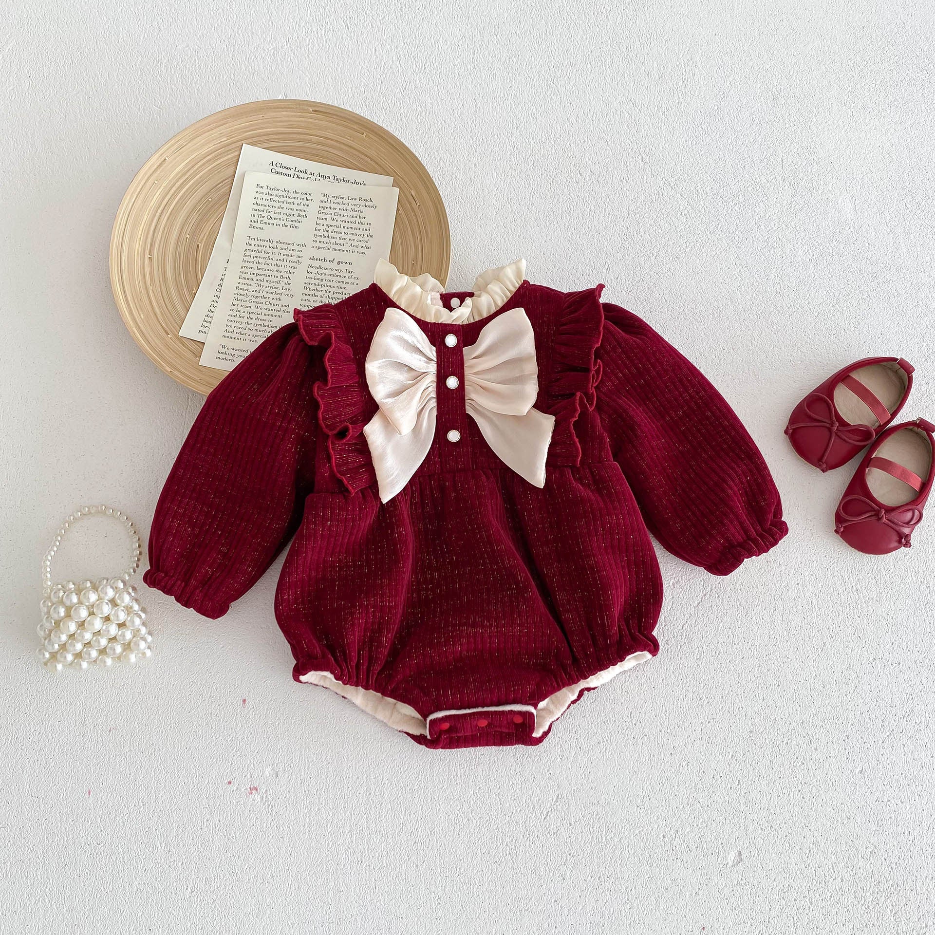 Fleece-Lined Baby Girl Jumpsuit Romper