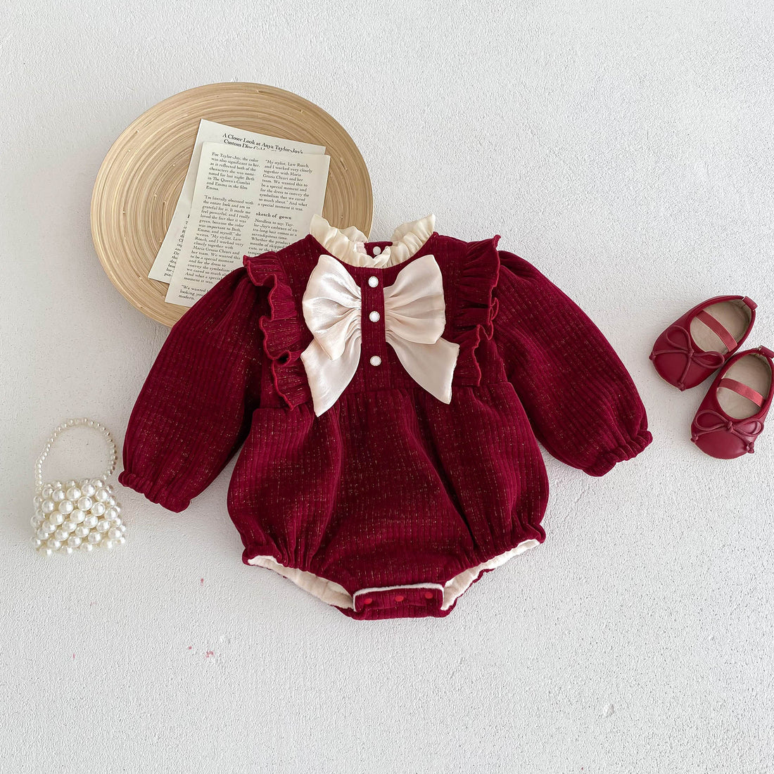 Fleece-Lined Baby Girl Jumpsuit Romper
