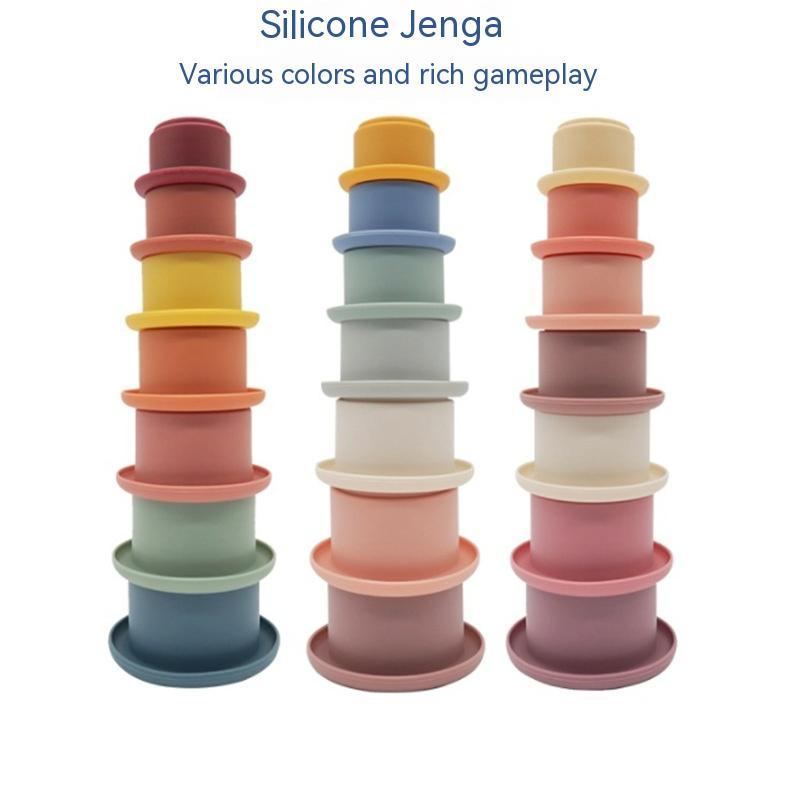 Silicone Baby Stacking Cups Jenga Interactive Educational Toy