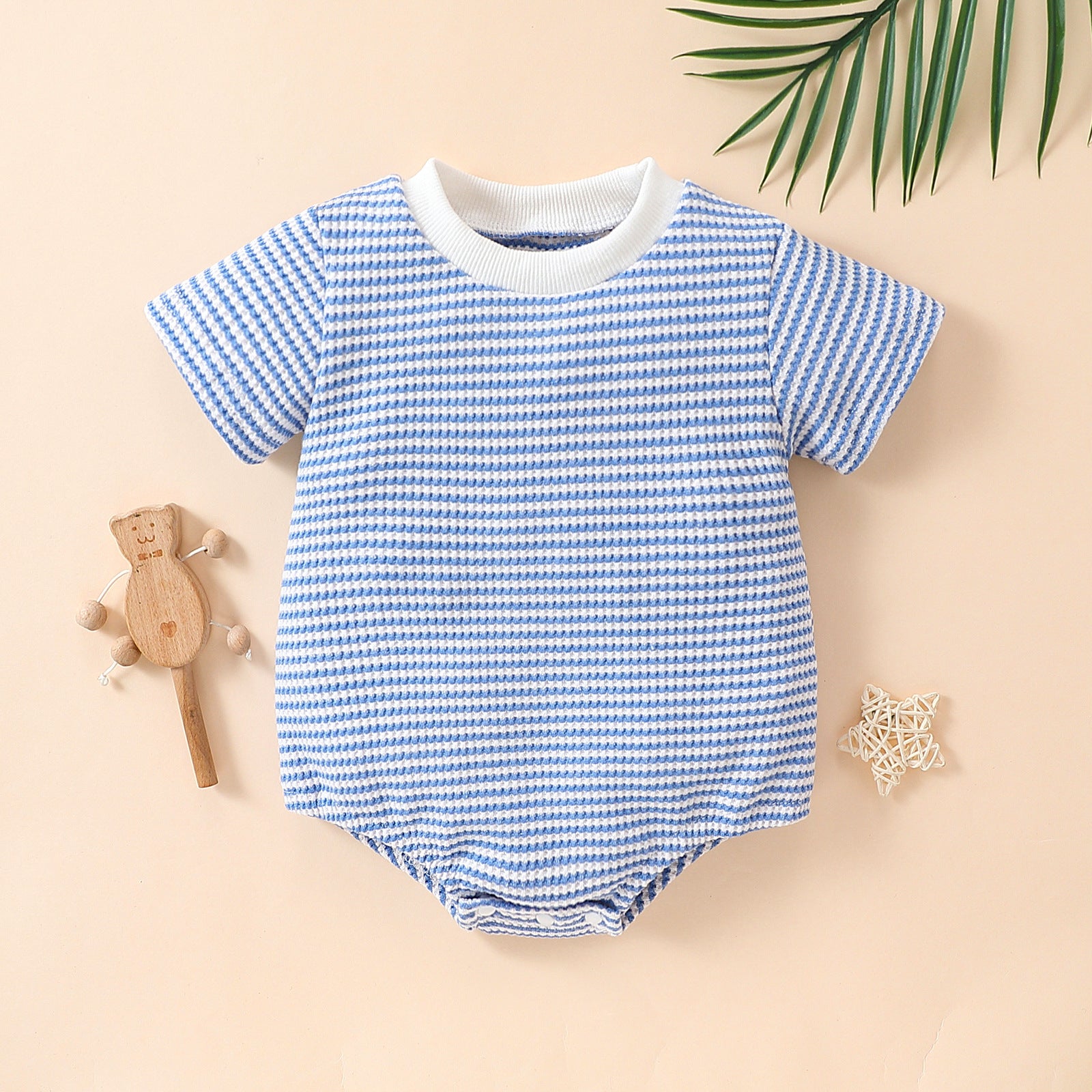 Baby Striped Cotton Short Sleeve Romper