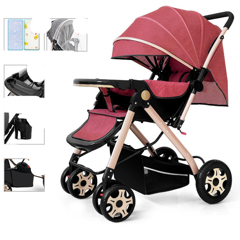 Lightweight Foldable Baby Stroller With Shock Absorption