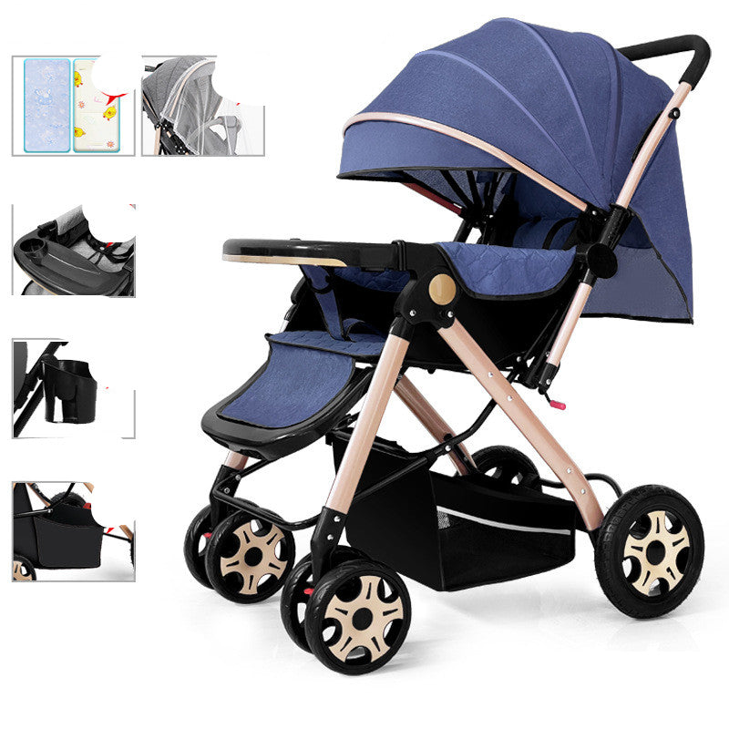 Lightweight Foldable Baby Stroller With Shock Absorption