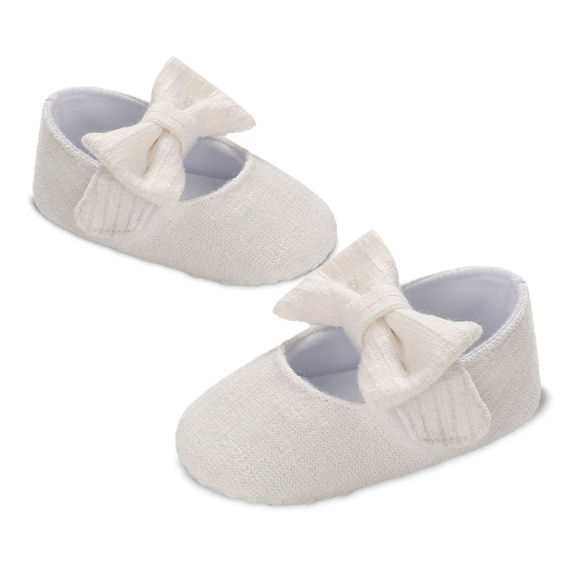 Knitted Wool Baby Bow Shoes Soft Toddler Footwear
