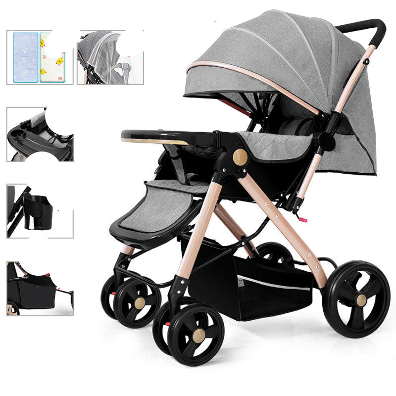 Lightweight Foldable Baby Stroller With Shock Absorption